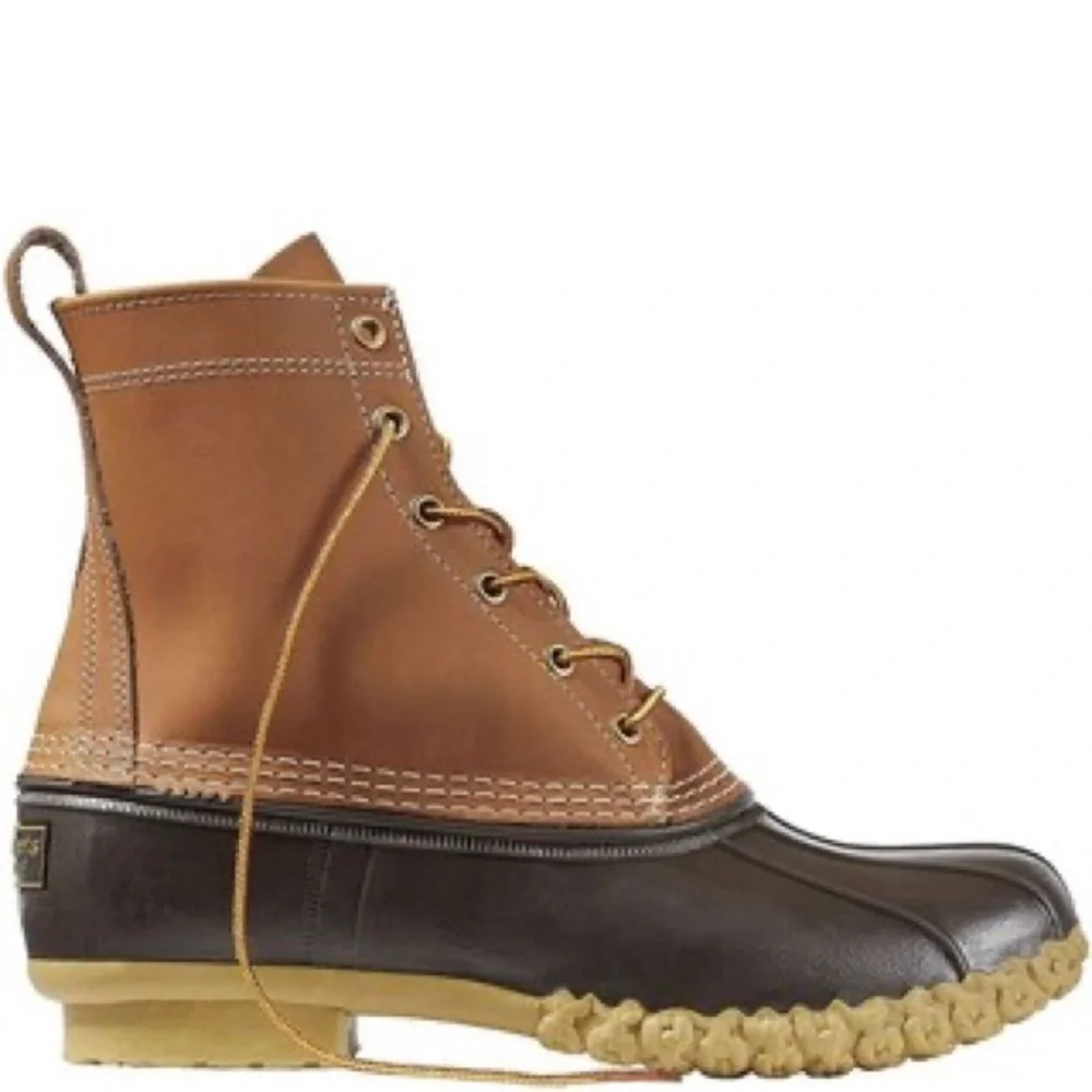 L.L. Bean Duck‎ Boots Women’s Waterproof 8” High Brown Leather Rubber USA Size 6